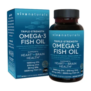 Viva Naturals Triple Strength Fish Oil highest EPA DHA omega-3 2026 1500mg EPA 570mg DHA 90 percent concentration rTG IFOS certified