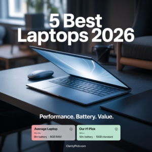 5 best laptops 2026 tested and ranked for performance battery and value MacBook Air M5 Dell XPS 13 ThinkPad ASUS ZenBook HP Spectre ClarityPick