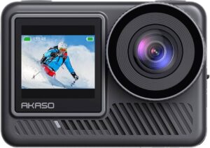 Akaso Brave 8 best budget action camera 2026 4K60fps 48MP dual screens voice control remote included GoPro compatible mounts two batteries