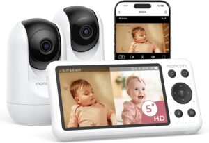 Momcozy BM04 best budget dual-mode baby monitor 2026 1080p 5-inch screen wifi app dedicated parent unit 20 viewers 5000mAh 350 pan no subscription