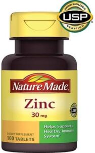 Nature Made Zinc 30mg best budget zinc supplement 2026 USP Verified pharmacist recommended 100-day supply accessible Walmart CVS gluconate
