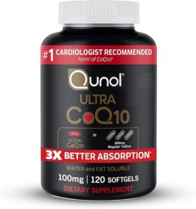 Qunol Ultra CoQ10 100mg best overall CoQ10 supplement 2026 patented water fat soluble 3x absorption cardiologist recommended