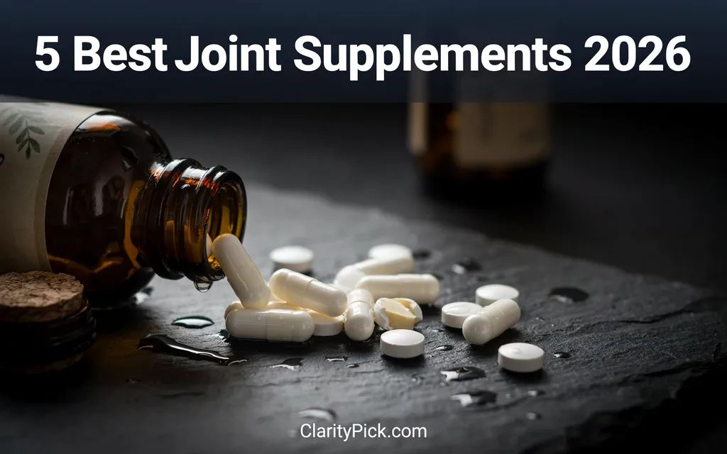 5 best joint supplements 2026 including Move Free Ultra Triple Action and Thorne Super EPA on slate surface